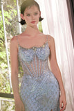A1470 CRYSTAL NECKLINE BEADED GOWN Andrea Leo