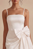 White Spaghetti Straps Bodycon Mini Dress with Giant Bow
