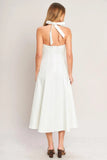 SERENE MOMENT WHITE HALTER MIDI DRESS