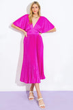 TIMELESS REPEAT PLEATED SATIN MIDI DRESS