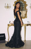 HELENA GOWN Off Shoulder Sequin Glitter Dress