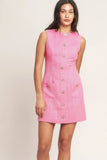 MAIN CHARACTER MOMENT PINK TWEED MINI DRESS