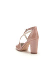 Rose Pink High Heels with Crossed Straps and Metal Buckle U22014 108