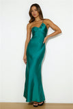 Jessica Satin Maxi Dress Forest Green