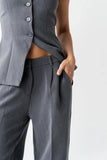 Carrie Pleated Trousers in Regular Charcoal