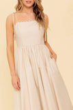 REGAL CUTIE BUBBLE HEM MIDI DRESS CREAM