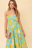 A PERFECT DAY MIDI DRESS BLUE YELLOW