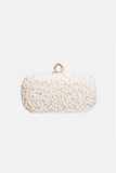 Womens White Pearls Beaded Evening Clutch Bags