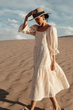 Ditsy Floral Embroidered Dress in Cream FINAL SALE