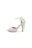 Peep Toe Pearl Strap Ribborn Wedding