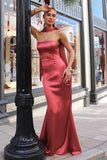 Brynn Maxi Dress Strapless Fitted Satin Dress With Scarf