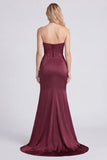 Sweetheart Burgundy Ruched Corset Mermaid Formal Dress
