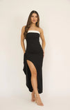 Amanda Black White Strapless Maxi Dress