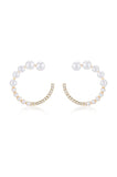 Chic Pearl And Crystal Open Circle Earrings