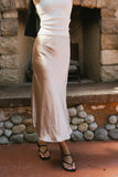 Lovinia Satin Midi Skirt in Champagne FINAL SALE