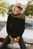 Sandry Tulle Crewneck in Black FINAL SALE