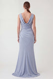 Light Blue Cowl Neck Mermaid Mother of the Bride Dress