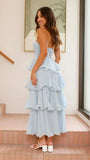 Gabby Maxi Dress Pale Blue Strapless Tiered Dress