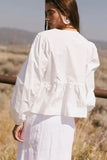 Maggie Peplum Tie Blouse in White FINAL SALE