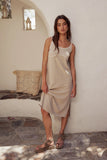Joanna Contrast Midi Dress in Taupe FINAL SALE