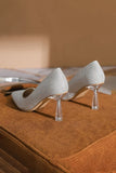 Office Shoes Microfiber Leather Close Toe Stiletto Heel With Sparkling Glitter