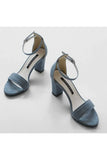 Open Toe Ankle Strap Chunky Heel Party Shoes