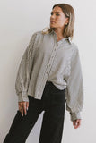 Niri Striped Button Up in Charcoal FINAL SALE