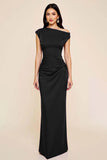 Ruched Off The Shoulder Black Mermaid Formal Dress