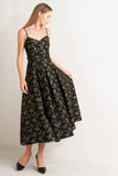 GARDEN OPERA BLACK BROWN MIDI DRESS