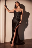 Jupiter Gown Fitted Strapless Lace Satin Gown