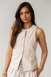 Rosa Striped Vest in Taupe