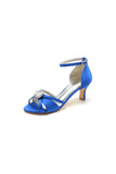 Satin Pointed Toe Hollow Out Stiletto Heels With Rhinestone