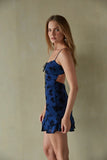 Coraline Floral Open Back Velvet Mini Dress