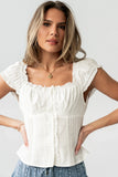 Briana Button Up Top in White