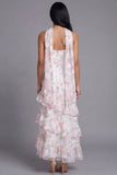 Pink Floral Ruffle Strapless Wedding Guest Dress with Sash