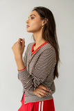 Josy Button Front Cardigan in Red FINAL SALE