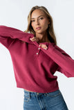 Meli Button Front Knit Sweater in Berry