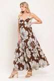DESERT BLOOM BROWN FLORAL MAXI DRESS