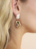 Rainbow Crystal Nugget Pearl Earrings