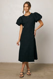 Henry Textured Midi Dress in Black