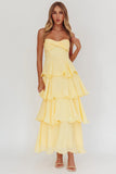 Heather Maxi Dress Tiered Ruffle Maxi Yellow