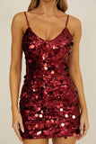 ASTRA MINI DRESS SEQUIN PARTY DRESS WINE