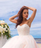 Ball Gown Tulle Lace Satin Strapless Weddig Dress