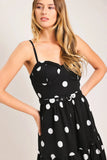 MONROE DOT BLACK WHITE MIDI DRESS
