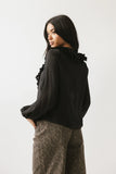 Calispell Sheer Collared Blouse in Black FINAL SALE
