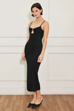 WEST EDGE BLACK SWEATER KNIT MIDI DRESS