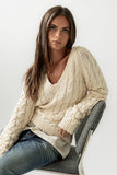 Zeke Cable Knit Sweater in Cream FINAL SALE