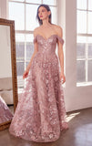 Veronica Gown Glitter Print A line Dress