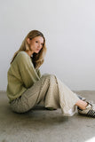 Ada Gingham Wide Leg Pants in Olive FINAL SALE