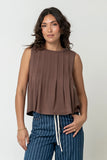 Alice Pintuck Top in Brown